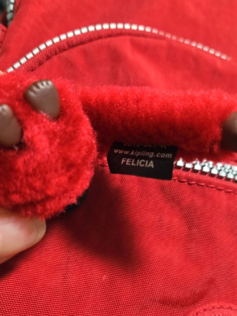 Kipling Red Mini Backpack with Furry Key Charm